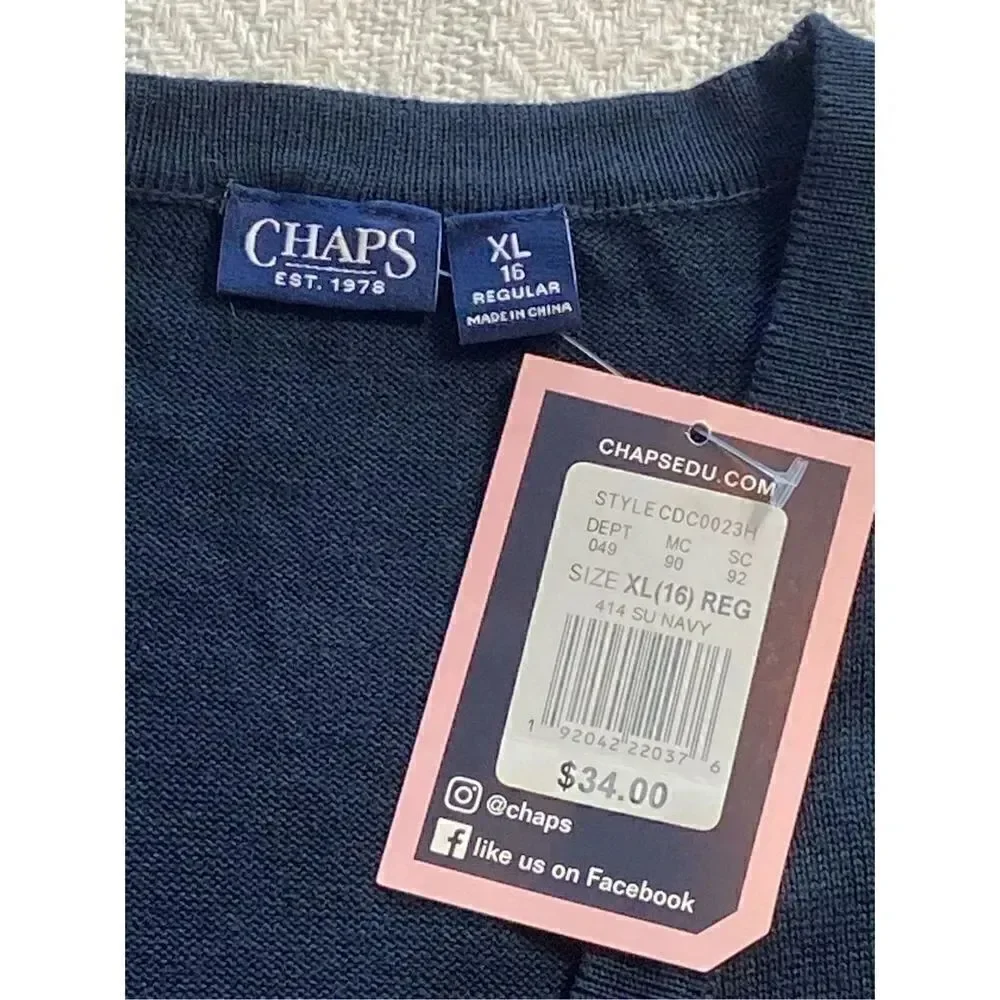 CHAPS GIRLS XL(16) Ruffled NAVY Cardigan Sweater